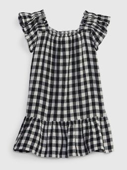 Crinkle Gauze Gingham Tiered Dress