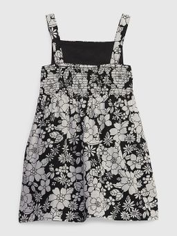 Floral Smocked Dress in black