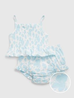 Smocked 2 piece outfit in blue