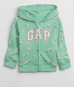 Zip hoodie in Floral Green