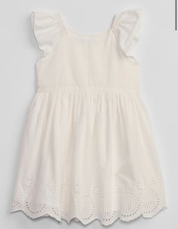 Flutter Eyelet Dress in Fair White