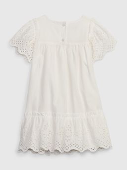 Flutter Eyelet Dress in off white