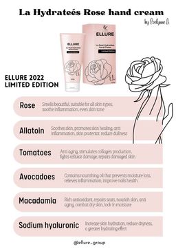 🔥𝐁𝐔𝐘 𝟐 PROMO🔥 𝕃𝕀𝕄𝕀𝕋𝔼𝔻 𝔼𝔻𝕀𝕋𝕀𝕆ℕ | ELLURE La Rosé Hydratées Hand Cream | WHILE STOCK LAST!