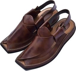 Zalmi Peshawari Chappal Pure Leather Handmade Double Sole Brown 