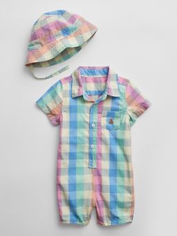 Rainbow Checkered Romper Two Piece