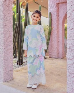 HANA LACE KURUNG (KIDS) - BLUE MINT 
