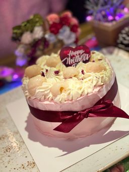 🍑🌹Lychee Rose Cake (alcohol free)