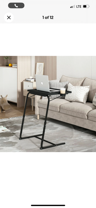 Adjustable TV Tray Table Tray Table Stand Folding Laptop Table w/Cup Holder Home