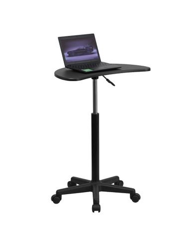 Black  Mobile Laptop Computer Desk - Portable Rolling Standing Desk