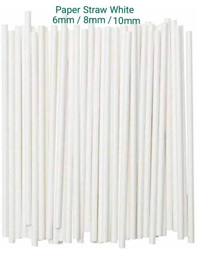 Paper Straw White 6 mm Pack of 100 pc