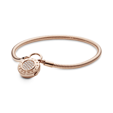 Bracelete Fecho Cadeado em Ouro Rose