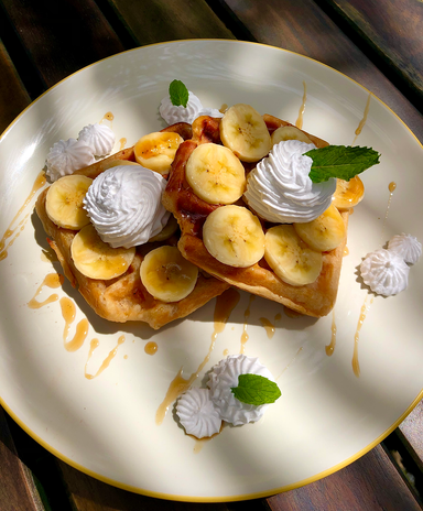 Signature Banana Coconut-Honey Waffles