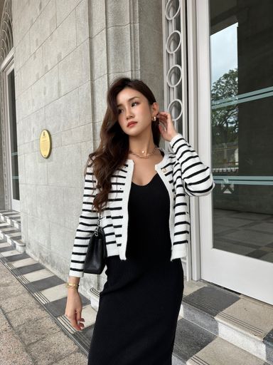 STRIPED KNIT CARDIGAN