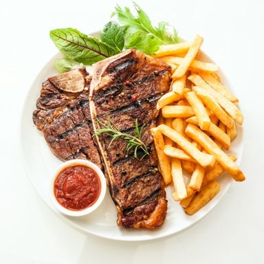 grilled T-bone & chips