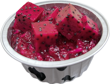 Milk Pudding Topped With Fresh Diced Red Dragon Fruits & Creamy Purée 