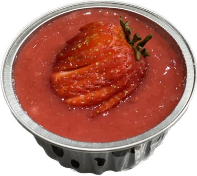 Milk Pudding Topped With Fresh Strawberry And Purée 