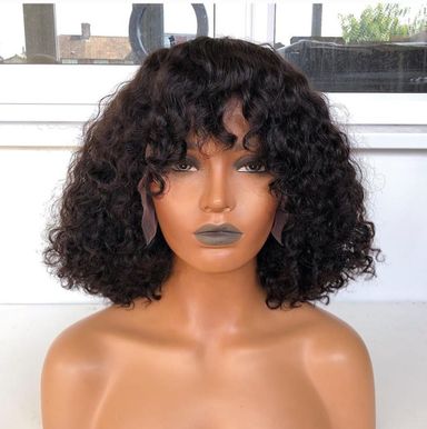 Human hair fringe wigs 