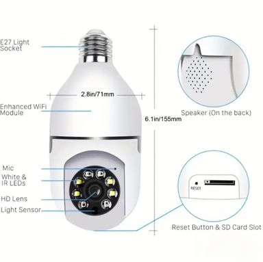 360-Degree Wi-Fi Panoramic Lightbulb Camera 