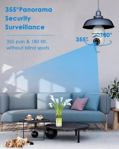 360-Degree Wi-Fi Panoramic Lightbulb Camera 