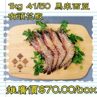 1kg 馬來西亞 有頭花蝦 41-50隻