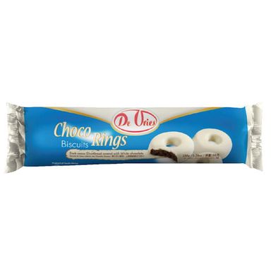 DE VRIES CHOCORINGS WHITE CHOCOLATE 150GR.