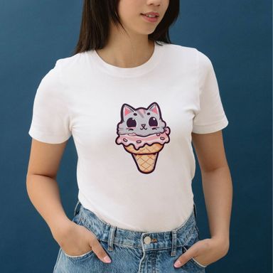 Ice Cream Cat T-Shirt 100% Premium Cotton Import Quality