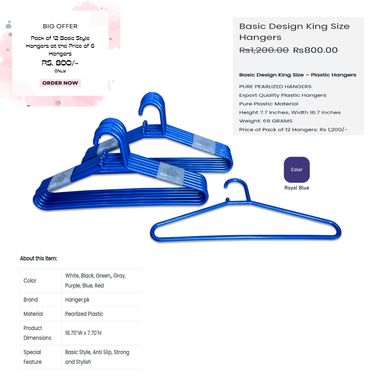 Basic Design King Size Plastic Hangers