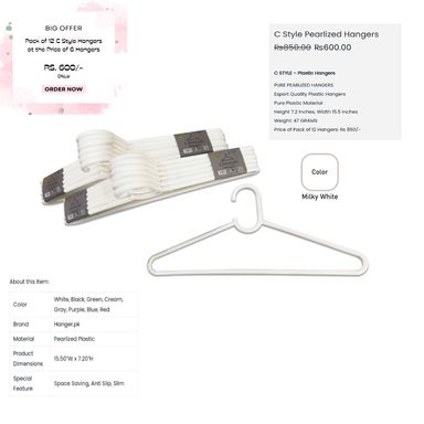 C Style Pure Material Plastic Hangers