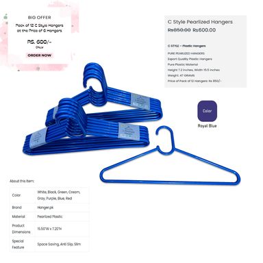 C Style Pure Material Plastic Hangers