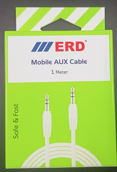 ERD AX-85 3.5 mm Male to Male 1 Meter Aux Audio, White