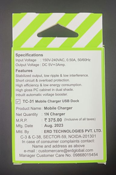 ERD TC-31 3Amp. USB-A Dock Charger