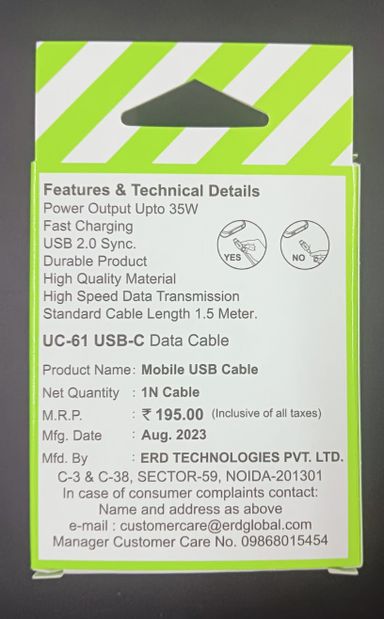 ERD UC-61 1.5 Meter Type-C Cable