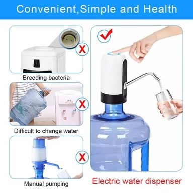 USB charge portable water dispenser electric pump for 5 gallon bottle with extention hose barrelled tools