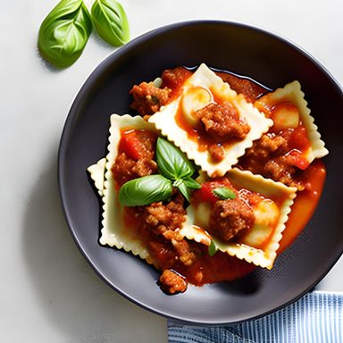 Ravioli Beef in a Bolognese Sauce