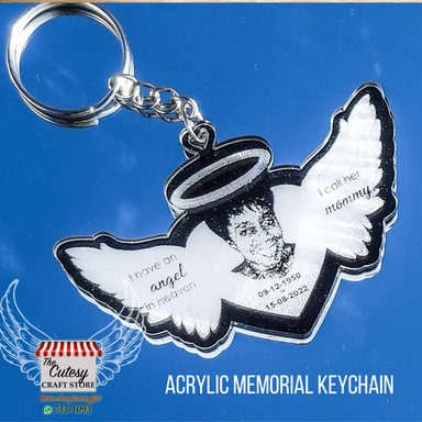 Acrylic Engraved Memorial Angel Keychain