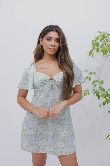 FLORAL CHARM PUFF-SLEEVE DRESS