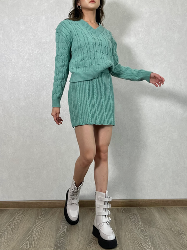 2PCS KNIT SET (Teal)