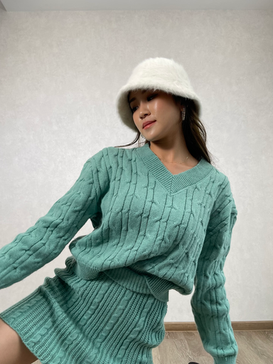 2PCS KNIT SET (Teal)