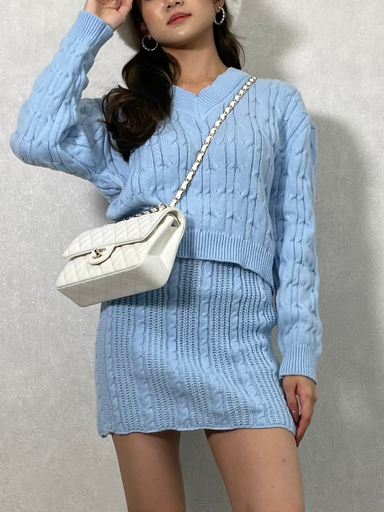 2PCS KNIT SET (Baby Blue)