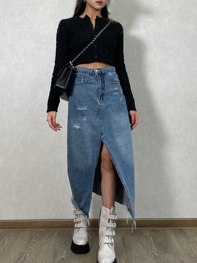 CROP BUTTON SWEATER(Black)