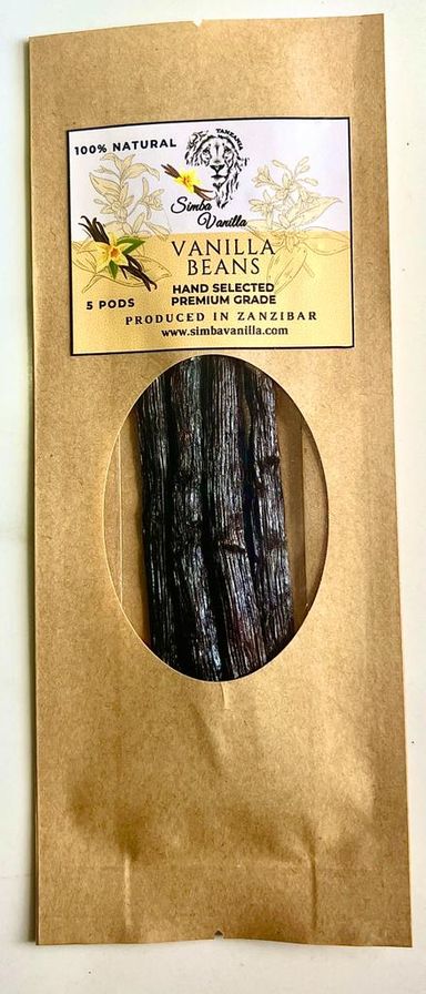 Vanilla Beans Pack of 5 pods. BOX x 24 Packs