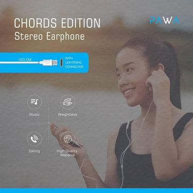 PAWA Chords Series Stereo Earphone Lightning - White