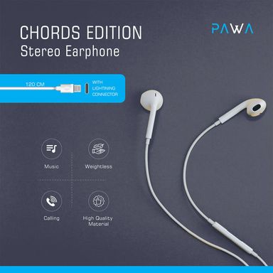 PAWA Chords Series Stereo Earphone Lightning - White