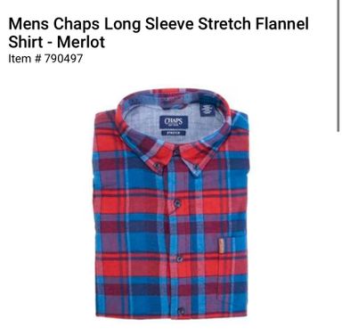 Mens Chaps Long Sleeve Stretch Flannel Shirt - Merlot