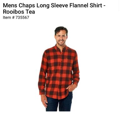 Mens Chaps Long Sleeve Flannel Shirt - Rooibos Tea
