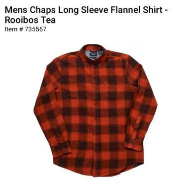 Mens Chaps Long Sleeve Flannel Shirt - Rooibos Tea