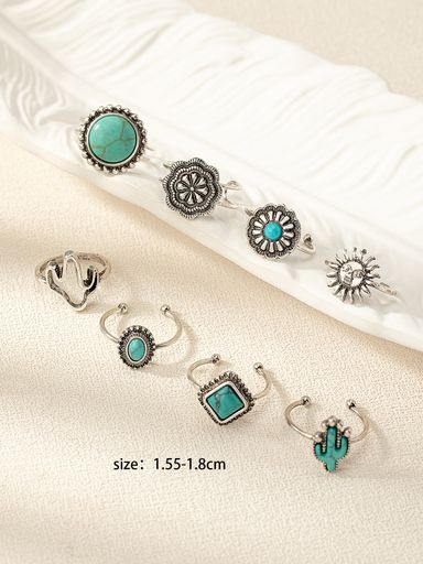 8pcs European And American Style Ring Set - Gold