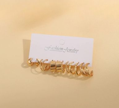 6pairs Decor Earrings - Yellow Gold