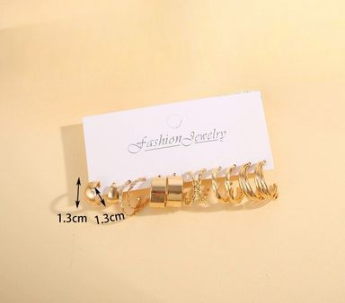 6pairs Decor Earrings - Yellow Gold