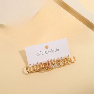 6pairs Decor Earrings - Yellow Gold